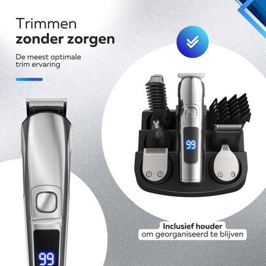 6-in-1 Baardtrimmer Mannen - 6 Verwisselbare Opzetstukken - Trimmer Baard en Lichaam - Bodygroomer - Neus en Oortrimmer