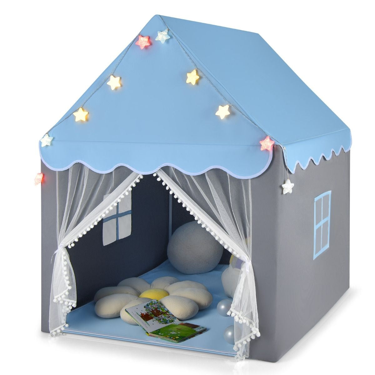 Coast Kinder Speeltent Tipitent - 105 x 121 x 136 cm - Blauw/Grijs