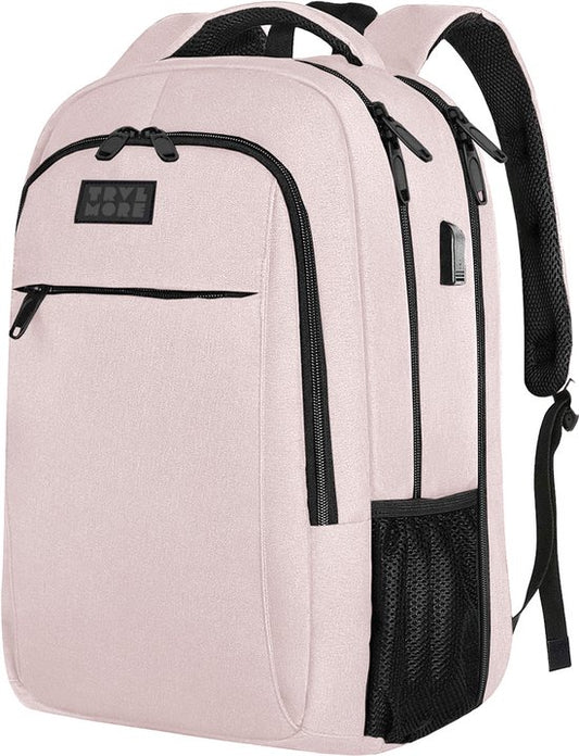 TRVLMORE Rugtas - 28L - 15,6 Inch - Laptop Rugzak met USB - Antidiefstal - Heren en Dames - Tas Roze