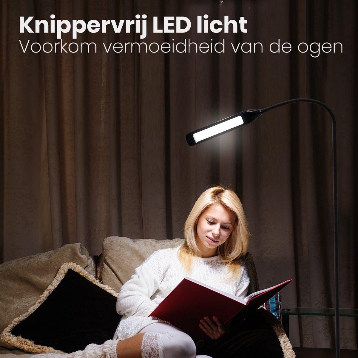 Auronic Staande Lamp - LED Vloerlamp - Geschikt voor Woonkamer - Dimbaar - Zwart