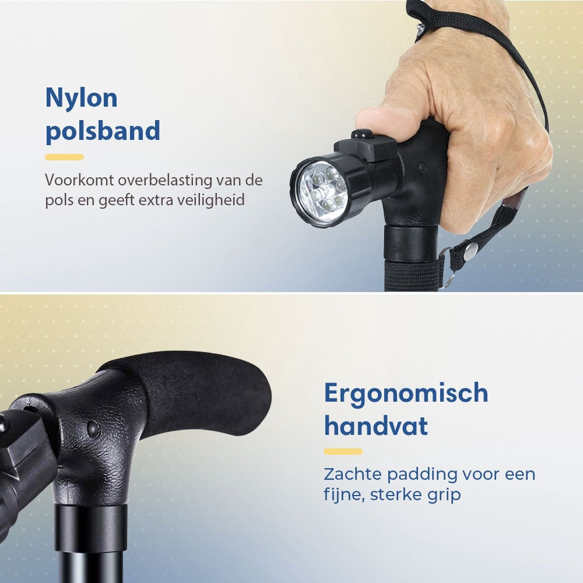SafeLife Wandelstok met LED verlichting - Opvouwbaar en verstelbaar