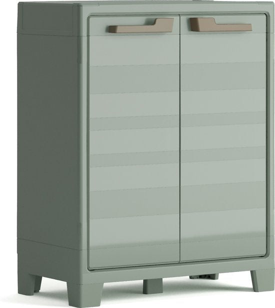 Keter Planet Outdoor Opbergkast laag - 1 plank - 44x80x100cm - Lichtgrijs/Zwart