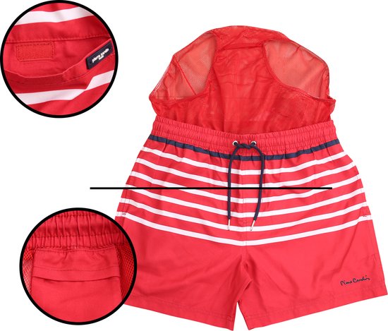 Pierre Cardin - Heren Zwembroeken Striped Swim Short - Rood - Maat M