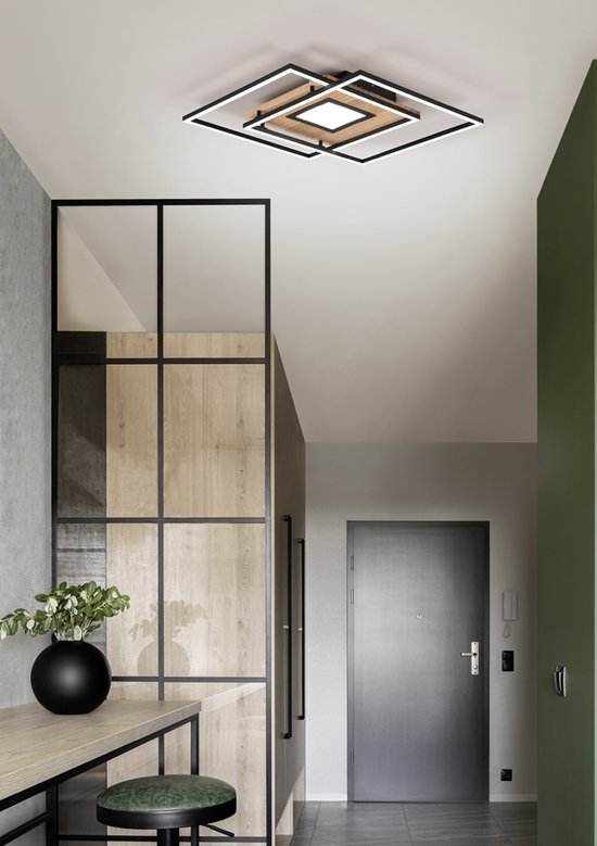 Trio Plafonniere Via – LED Plafondlamp – 36W – Messing – 50 x 50 x 6,5 cm