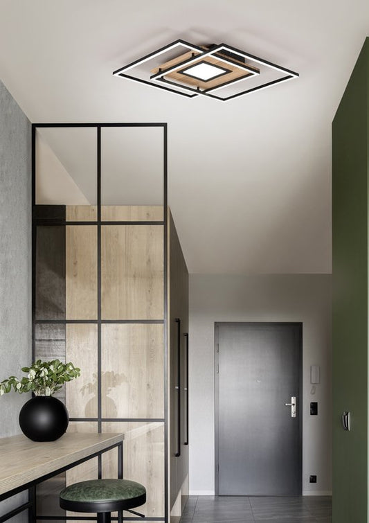 Trio Plafonniere Via – LED Plafondlamp – 36W – Messing – 50 x 50 x 6,5 cm