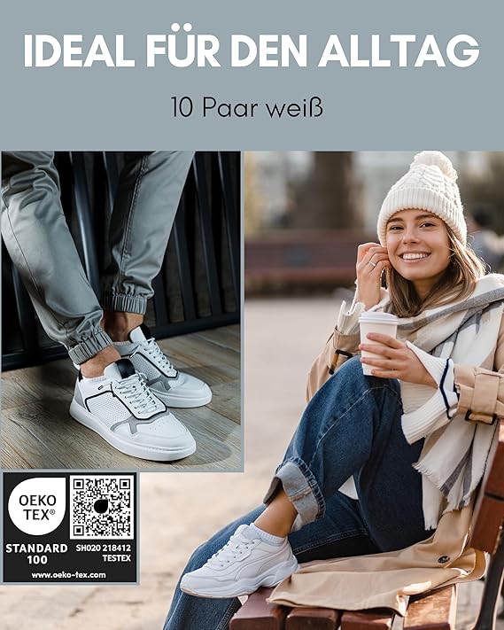 Heldenwerk 10 paar premium sneakersokken voor dames en heren - Korte sokkenset van gekamd katoen - Maat 39-42