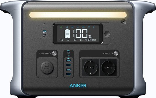 Anker 757 Portable Power Station, PowerHouse 1229Wh-LiFePO₄-accu, 1500W-zonnegenerator met 6 AC-uitgangen (optioneel zonnepaneel), 2 USB-C-poorten (max. 100 W), ledlicht voor kamperen of stroomuitval