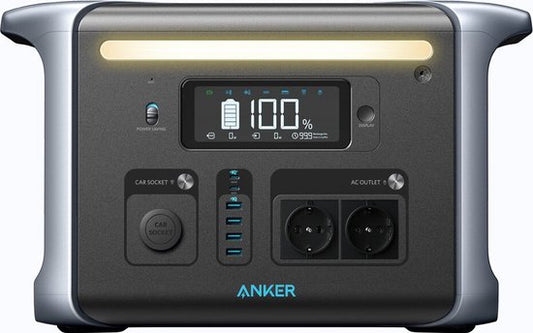 Anker 757 Portable Power Station, PowerHouse 1229Wh-LiFePO₄-accu, 1500W-zonnegenerator met 6 AC-uitgangen (optioneel zonnepaneel), 2 USB-C-poorten (max. 100 W), ledlicht voor kamperen of stroomuitval