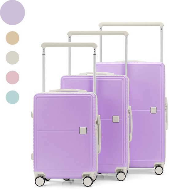 SC City Walker – 3-delige Kofferset | Lichtgewicht & Duurzaam | 20, 24 & 28 Inch | 360° Spinner Wielen | TSA-slot | Inclusief Beschermhoezen – Paars