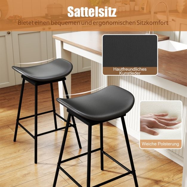 Coast Draaibare Barkrukken – Set van 2 – 43 x 45 x 71,5 cm – Bruin en Zwart