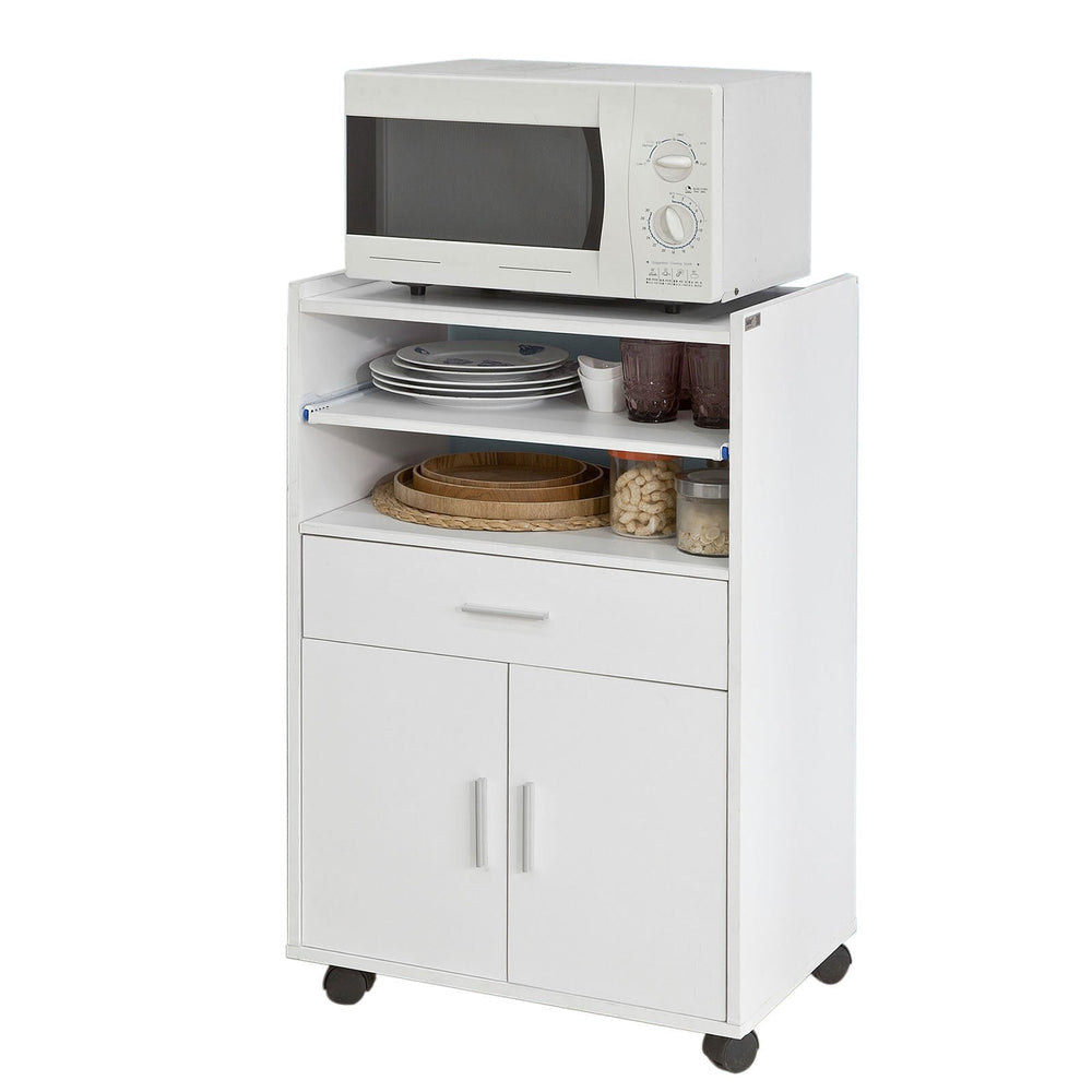 SoBuy Keukenkast met Wielen - 1 Lade en 2 Deuren - Max. 60 kg - 59 x 40 x 92 cm - Wit