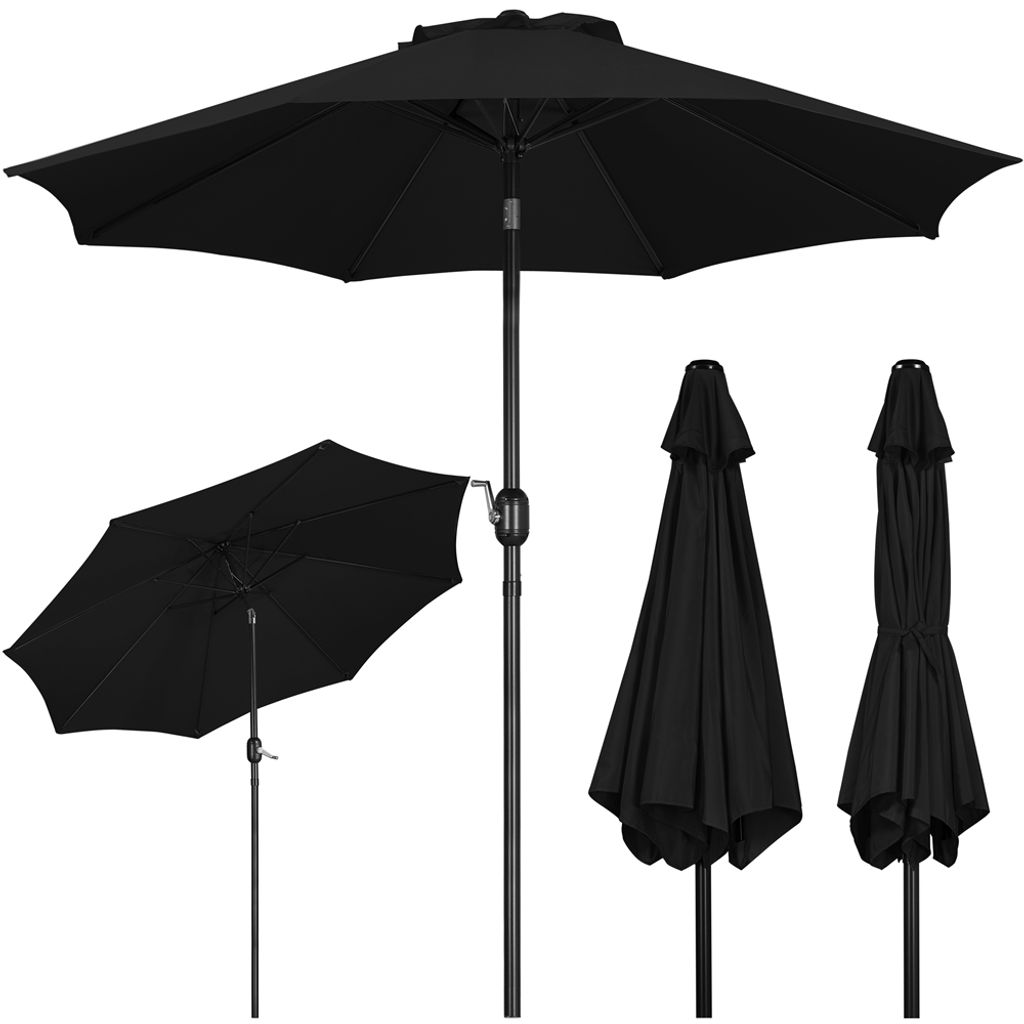 Yaheetech Parasol met slinger - Kantelbaar - Zwart - Ø 270 x 240 cm