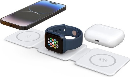 Wurk 3-in-1 Draadloze Oplader Magsafe - Oplaadstation - Inclusief Snellader Adapter - Geschikt voor iPhone & Android - 15W