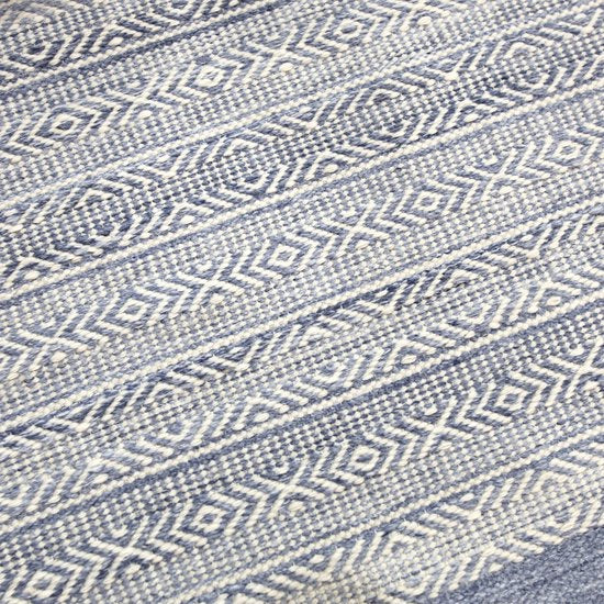 AXI Rhodos Buitenkleed – Rechthoekig – 200 x 290 cm – Blauw – Geometrisch patroon - Buitenkleed – Buitentapijt – Weer- en UV-bestendig – Plat geweven – Tuintapijt – Voor binnen en buiten - Handgeweven