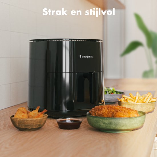KitchenBrothers Airfryer XL - 5L - 2000W - Heteluchtfriteuse - Dual Heating - 80ºC tot 200ºC - 8 Kookprogramma's - Zwart