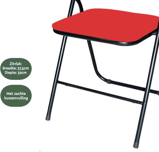 BRASQ Klapstoel Rood Zwart - Vouwstoel - Opvouwbare stoel 43x38x78 cm - PVC - Eettafelstoel