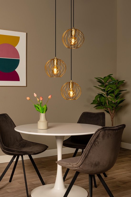 Lucide DANZA - Hanglamp - Ø 50 cm - 3xE27 - Mat Goud / Messing