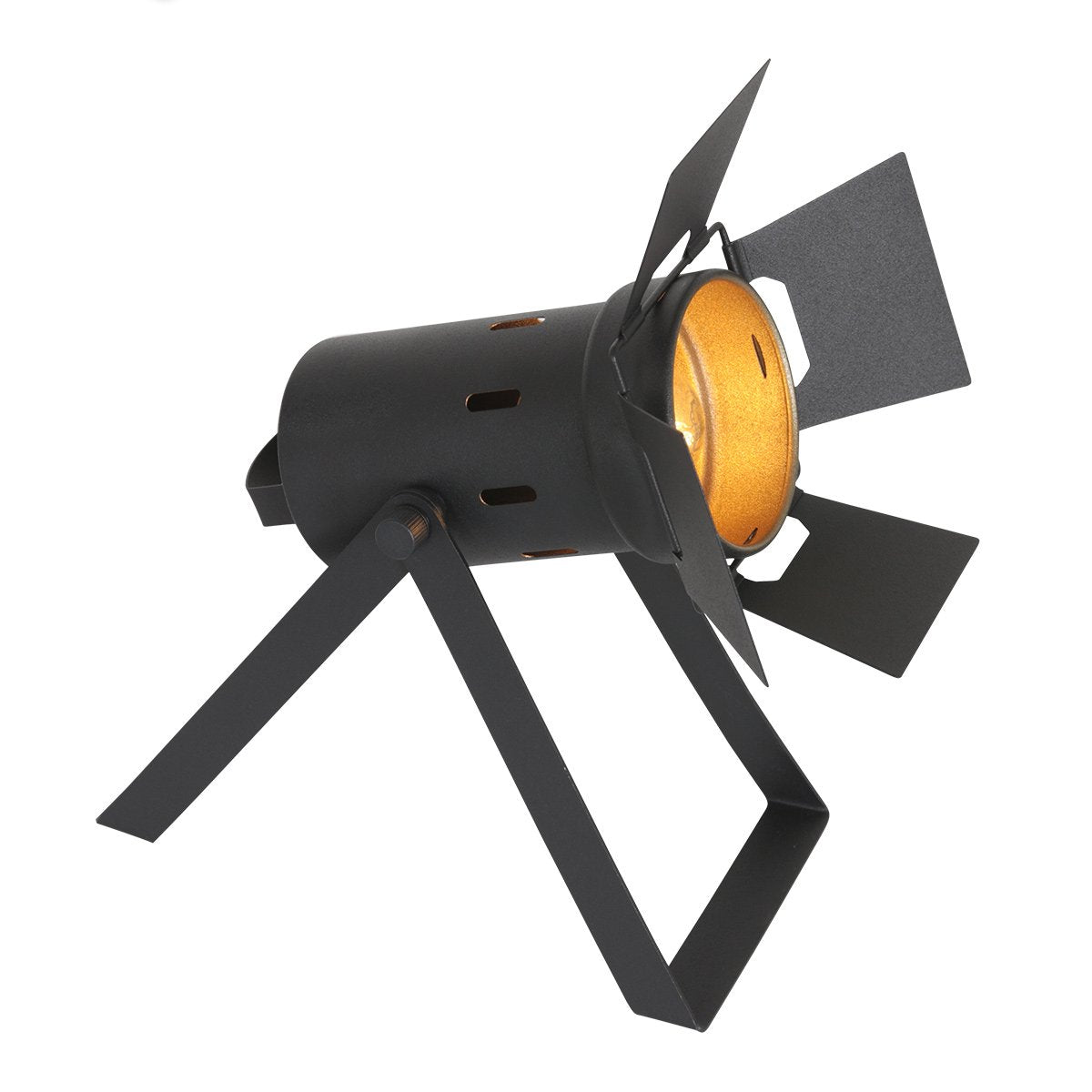 Tafellamp Carré 3380ZW - zwarte industriële lamp van metaal en kunststof, kantelbaar, E27 fitting, Mexlite