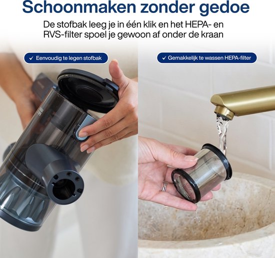 Steelstofzuiger Draadloos CleanDetect Lite 200W - Draadloze stofzuiger - 22kPa zuigkracht - 2 Opzetstukken - Zonder zak op accu - Samako