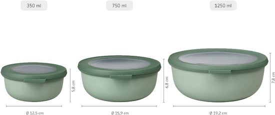 Mepal - Multikom Cirqula vershouddoos set - 350 + 750 + 1250 ml - Rond - Nordic black