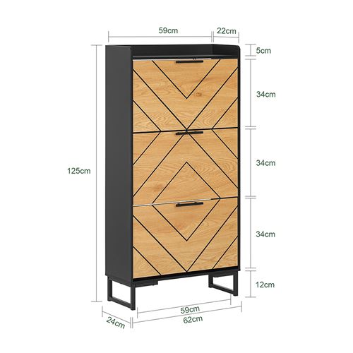 Sobuy Schoenenkast - Zwart - 62x24x125 cm