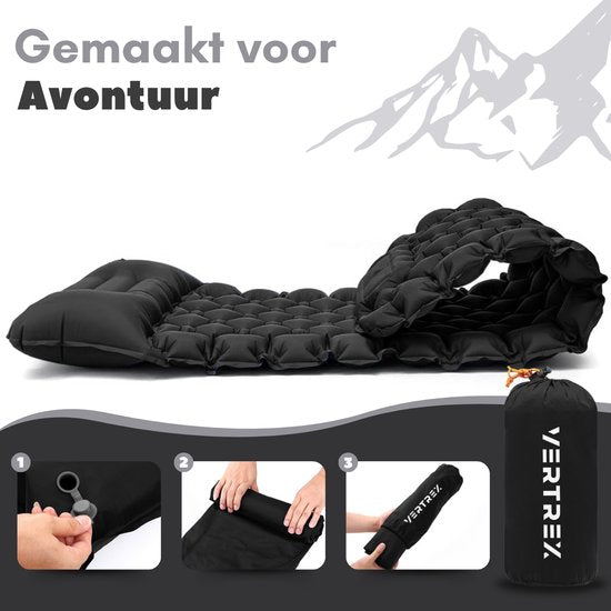 Vertrex Inflate-X1 Slaapmat met Ingebouwde Pomp - Luchtbed - 1 Persoons - Nachtzwart