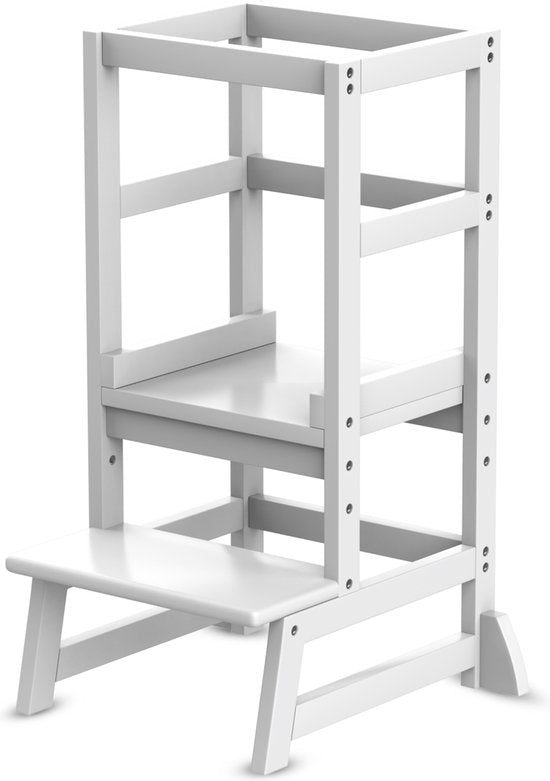 Oemmie Leertoren - Learning Tower - Montessori Leertoren - Leertoren keukenhulp - Leer Toren - Opstapje - Kindertrapje - Wit