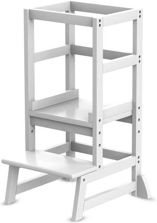 Oemmie Leertoren - Learning Tower - Montessori Leertoren - Leertoren keukenhulp - Leer Toren - Opstapje - Kindertrapje - Wit