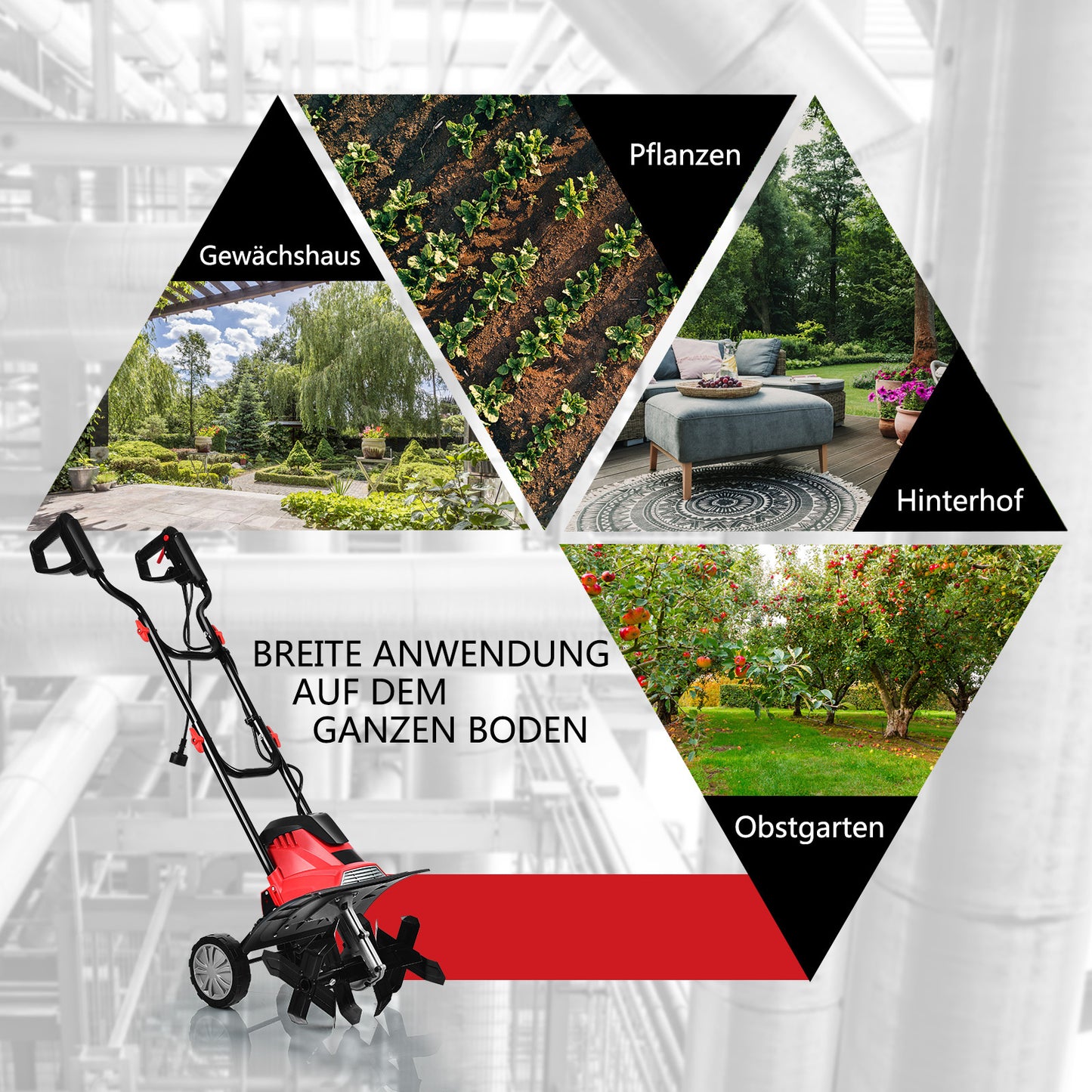 Coast Elektrische Bodemfrees en Cultivator - Mini-cultivator - Rood & Zwart