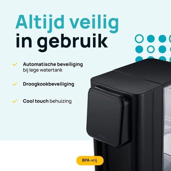 MOA Heetwaterdispenser – Instelbare Temperatuur – 2600 W – 3 Liter – Zwart