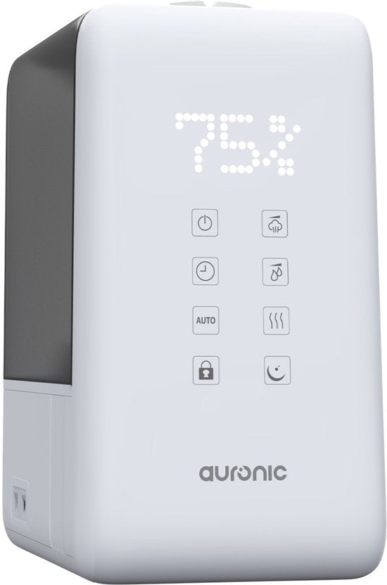 Auronic Luchtbevochtiger - 6L Tankcapaciteit Incl. Waterfilter - Babykamer & Slaapkamer - 3 Vernevelingsstanden - Wit
