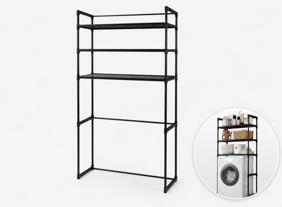 Nexxt Wasmachinerek met Opbergruimte en Haken - 72 x 26 x 162 cm