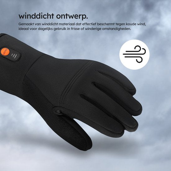 Saaf Light Verwarmde Handschoenen – Oplaadbaar – 3 Warmtestanden tot 68°C – Water- en Winddicht – Touchscreen Tip – Zwart – Maat L