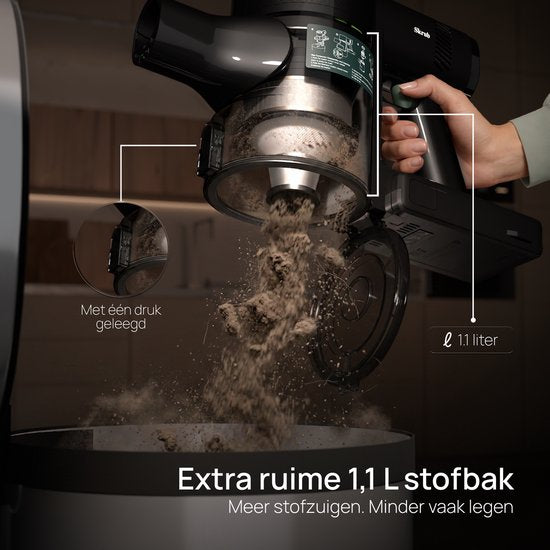 Skrub Steelstofzuiger Draadloos 500W - 60 Min - 32kPa - HEPA H13 - Kruimeldief - Snoerloze Stofzuiger zonder zak