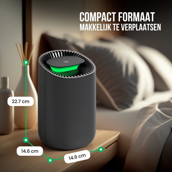 Strex Luchtontvochtiger - Compact en Stil - Mini Luchtontvochter - 600ml/dag - Zwart