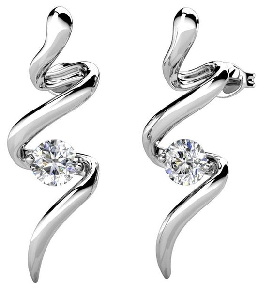 Yolora Dames Oorbellen met Kalpa Camaka Kristallen - Zilver kleurig - 18K Witgoud Verguld - Oorknoppen