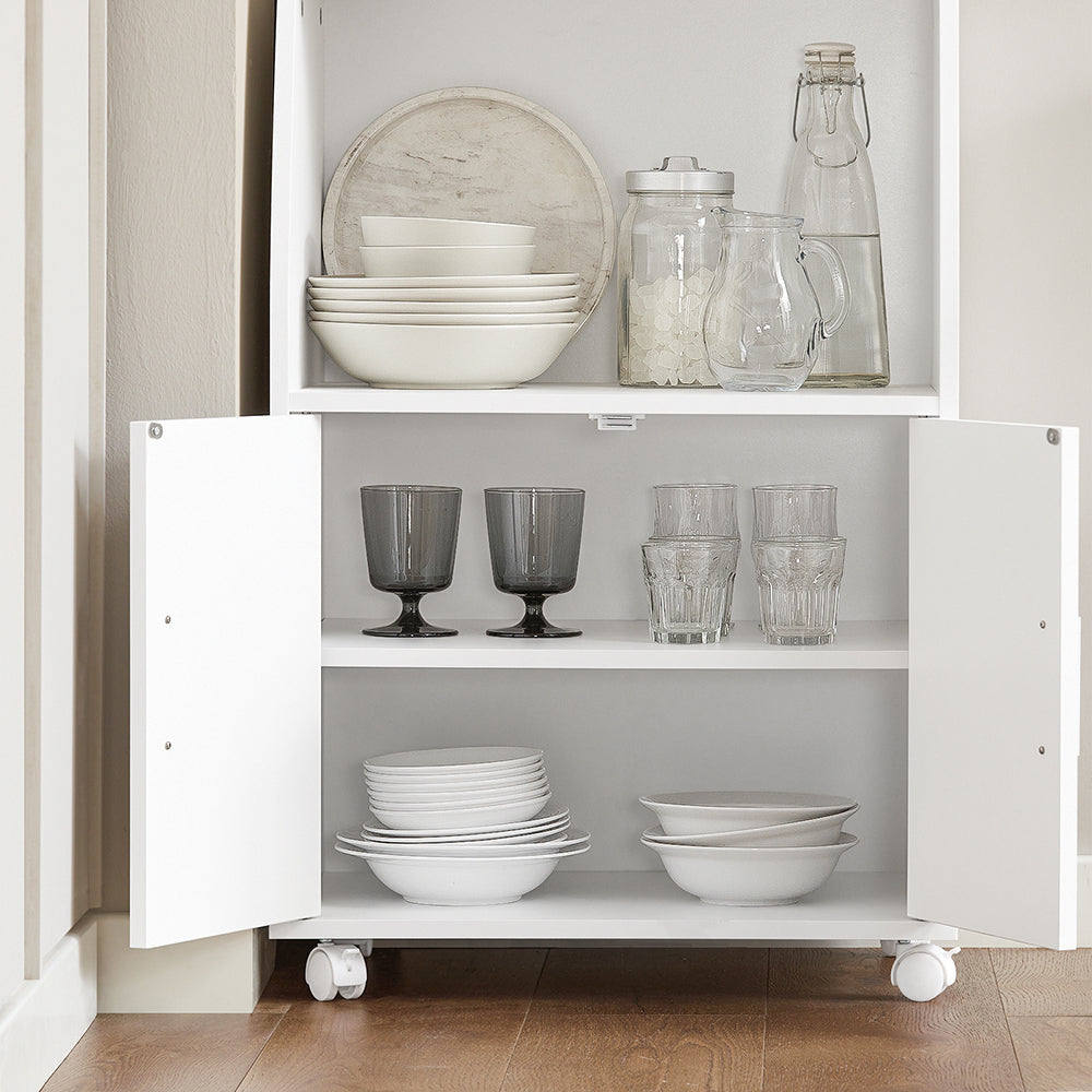 SoBuy Keukenkast op Wielen - 55x38x84 cm - Wit