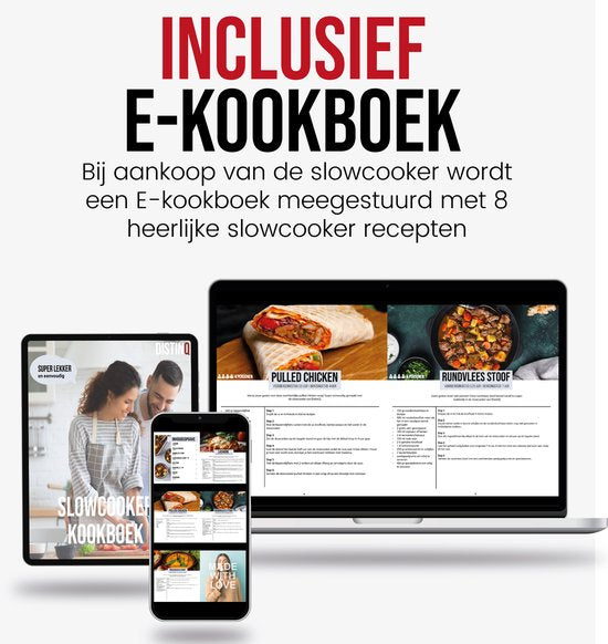 DistinQ Digitale Slowcooker 6 liter met Timer – Keramische binnenpan - Timerfunctie - Warmhoudfunctie