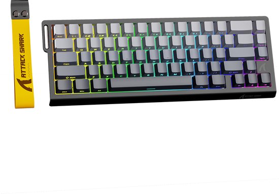 ATTACK SHARK X68HE - Magnetische Schakelaar Bedraad Gaming Toetsenbord - 66 toetsen - Zijbedrukte PBT Toetsen - RGB - Decoratieve Lanyard - 8Khz - 0.01mmRT - 0.125ms - Moonlit Night