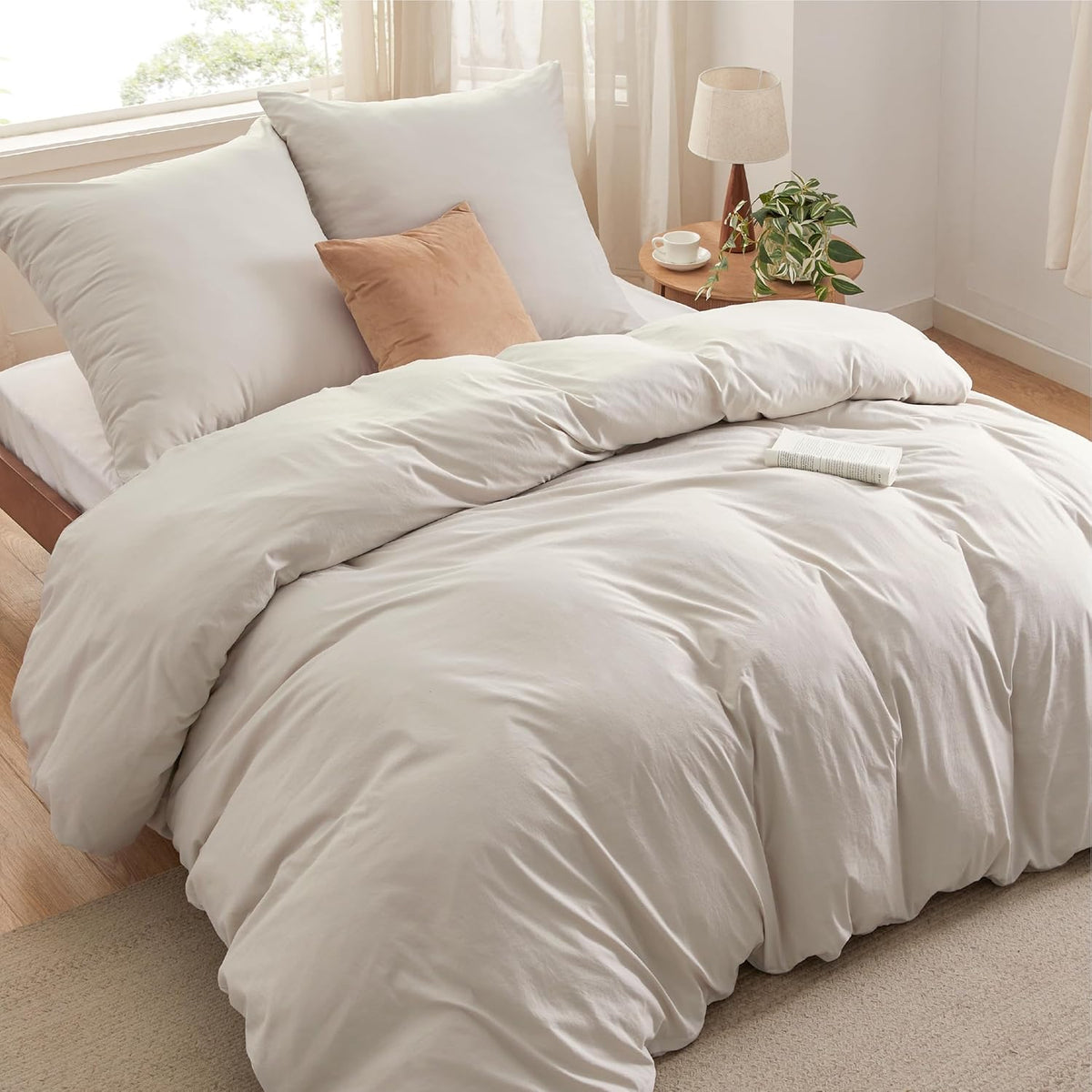 Beddengoed 200 x 200 cm - 3-delig - naturel - zacht - OEKO-TEX - 90% polyester