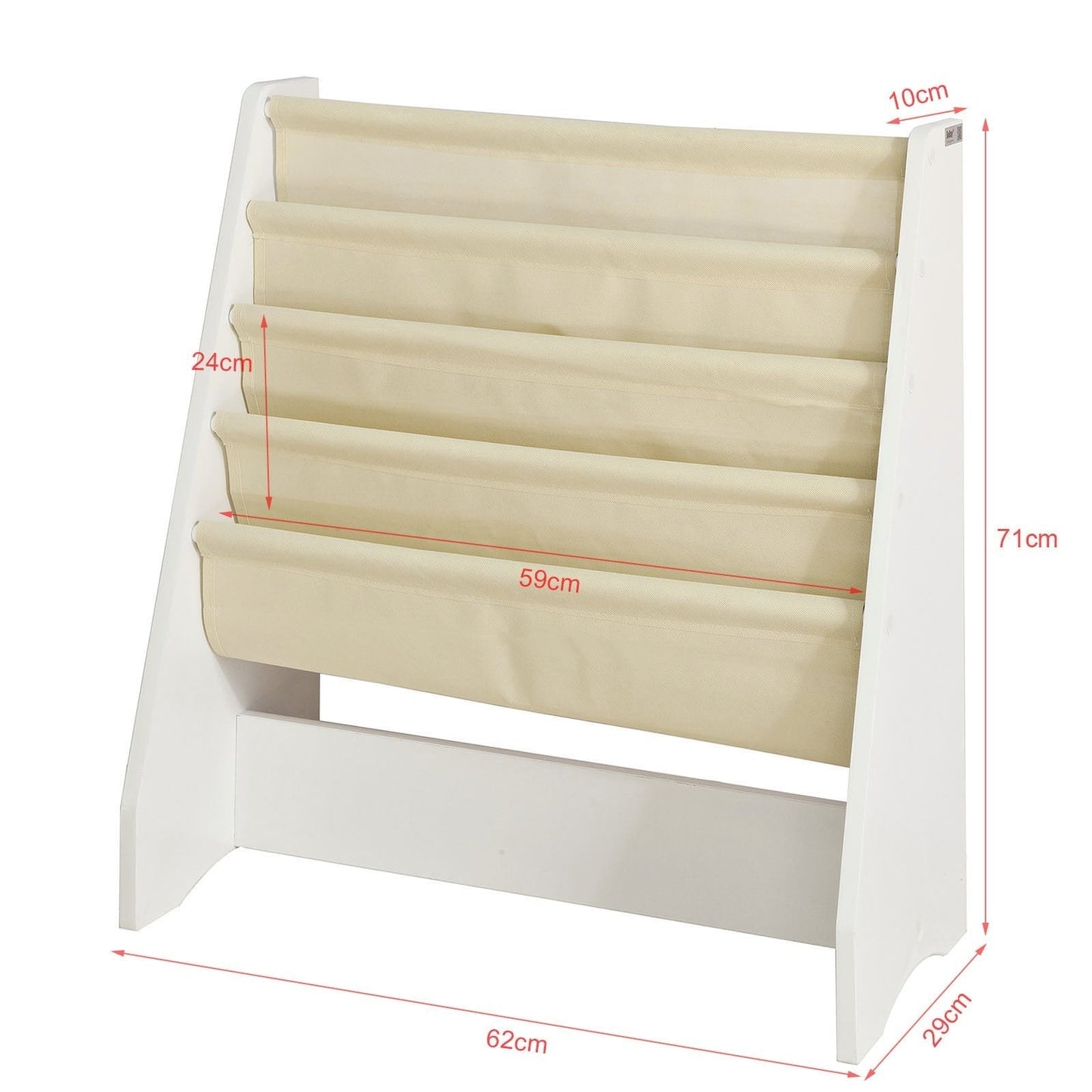SoBuy Boekenrek voor Kinderen - 4 Vakken - 62x71x29 cm
