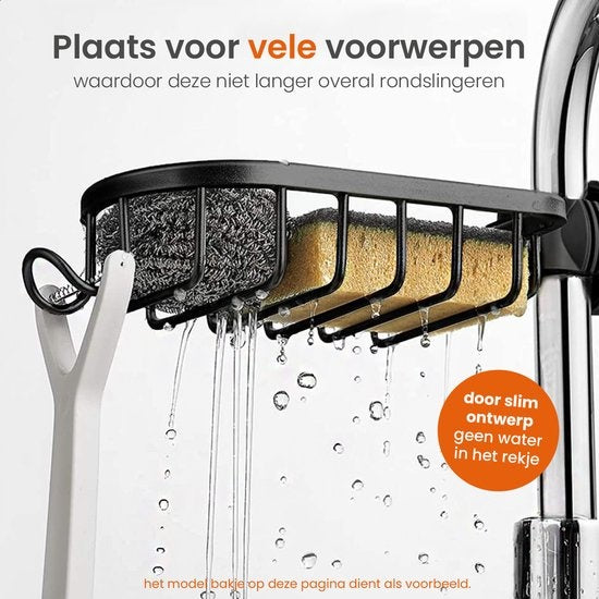 Goliving Doucherek hangend - Doucherekje - Zonder Boren - Keukenrek - Gootsteen Organizer - Badkamer Accessoires - 19,5 cm - Set van 2 - Zilver