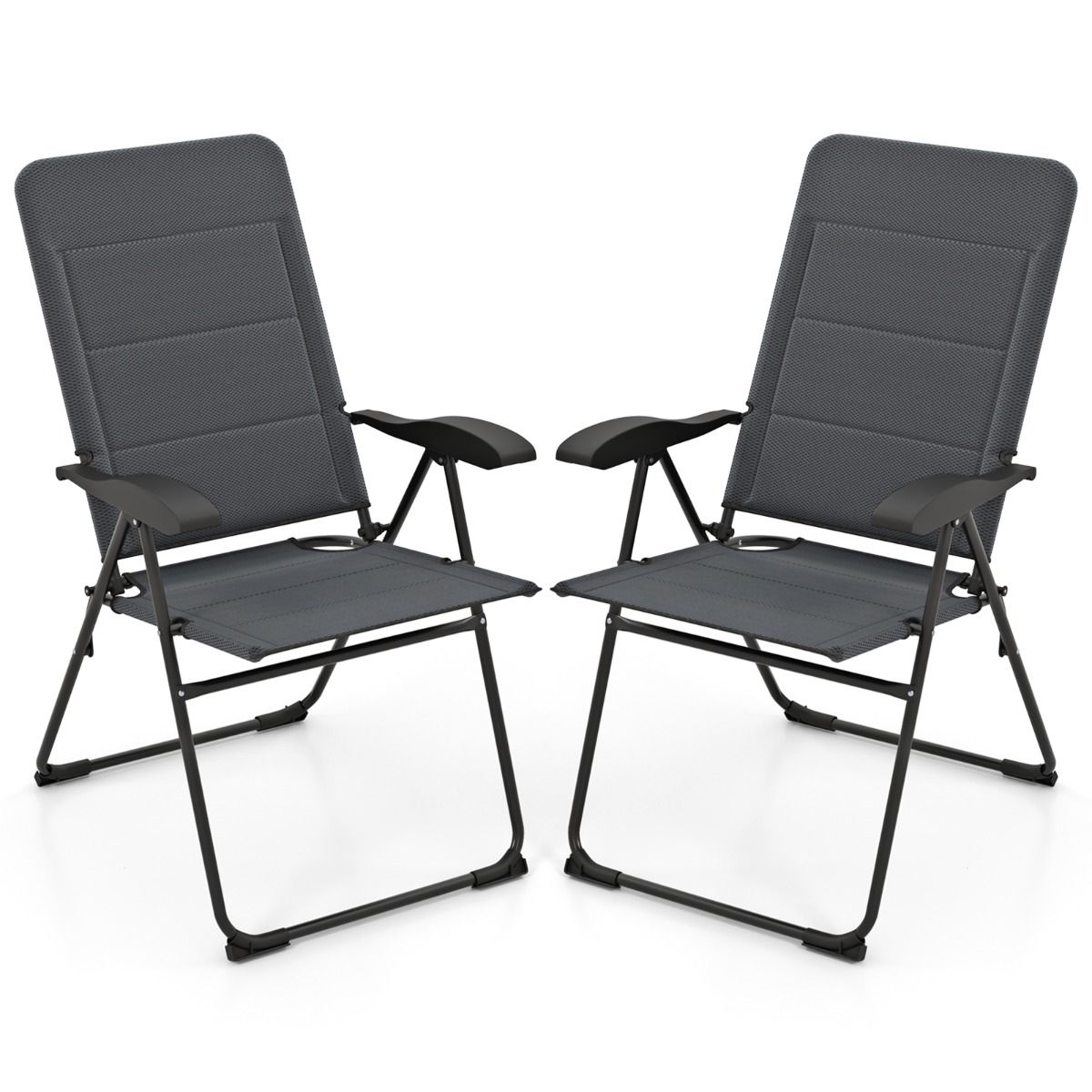 Coast 2-delige set tuinstoelen - 7-voudig verstelbare rugleuning - opvouwbaar - grijs