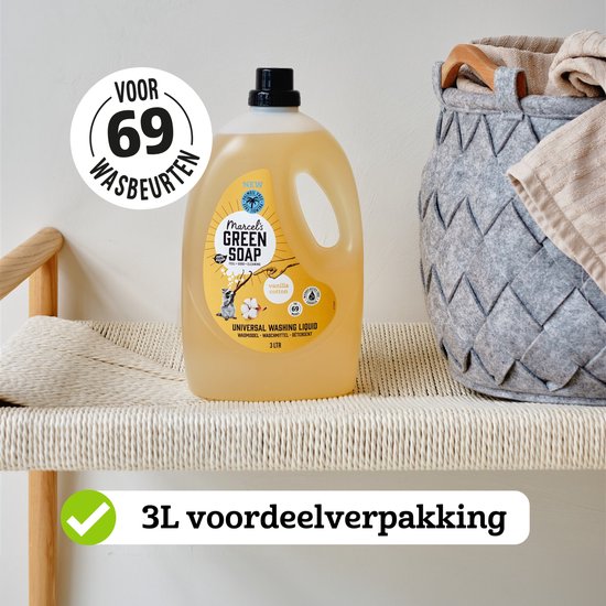 Marcel's Green Soap Universeel Wasmiddel - Grootverpakking - Vanille & Katoen - 3L - 69 wasbeurten