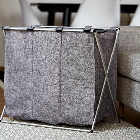Wenko 3 vaks wasmand trekkoordsluiting - 3-vaks - zonder deksel - 130 liter