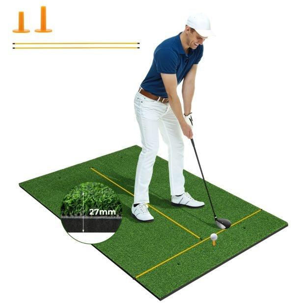 Coast Golf Oefenmat - 152 x 92 cm - Golf Oefenmat met 2 Golf Tees en 2 Alignment Sticks - 6 Voorgeboorde Tee Gaten voor Binnen/Outdoor Gebruik