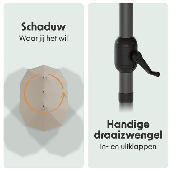 LifeGoods Dubbele Parasol - Tuin - 270x460cm - tot 15 Personen - Waterdicht - met Hoes - Taupe