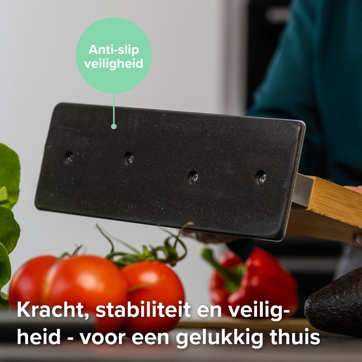 Coninx Vertico Messenhouder Magnetisch - Magneet Tweezijdig - RVS voet - Messenblok zonder messen - Bamboe