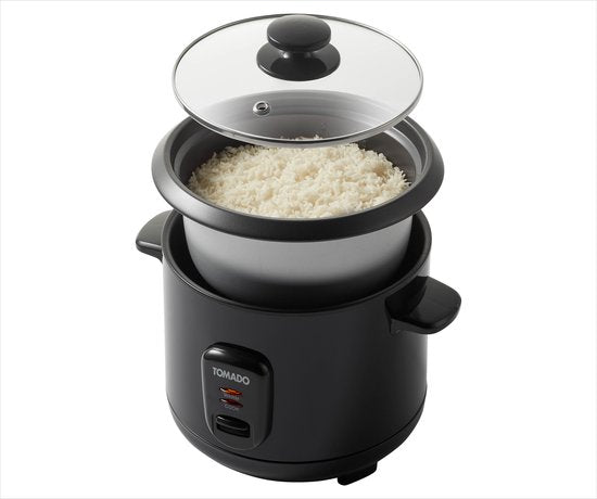 Tomado TRC1001B - Rijstkoker - 5 porties - Inhoud 1 liter - Warmhoudfunctie - Anti aanbaklaag - PFAS vrij - Zwart