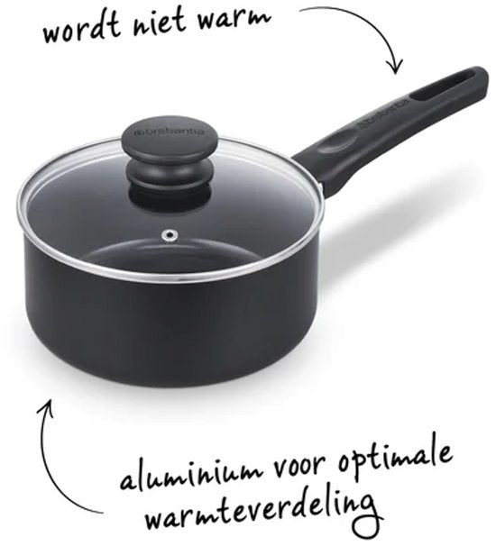 Brabantia Cooking Pleasure set - 7- delig - Inductie - Keramische anti aanbaklaag - 100% PFAS vrij - Zwart